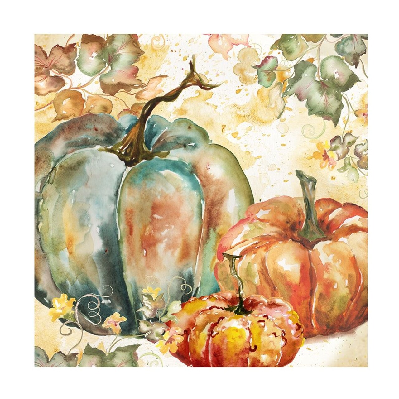 Watercolor Harvest Teal And Orange Pumpkins I Poster Print by Tre Sorelle Studios - Item # VARPDXRB12234TS